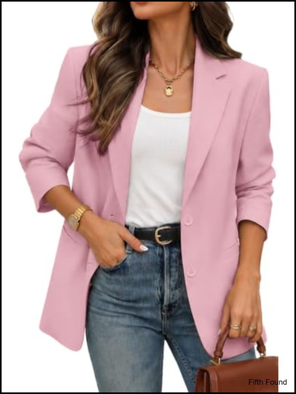 Womens Boyfriend Fit Blazer Notch Lapel Business Casual Jacket